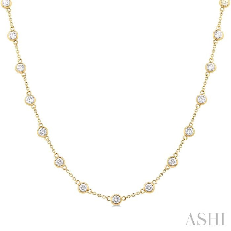 3 Ctw Bezel Set Round Cut Diamond Station Necklace in 14K Yellow Gold 3 Ctw Bezel Set Round Cut Diamond Station Necklace in 14K Yellow Gold