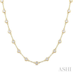 3 Ctw Bezel Set Round Cut Diamond Station Necklace in 14K Yellow Gold 3 Ctw Bezel Set Round Cut Diamond Station Necklace in 14K Yellow Gold