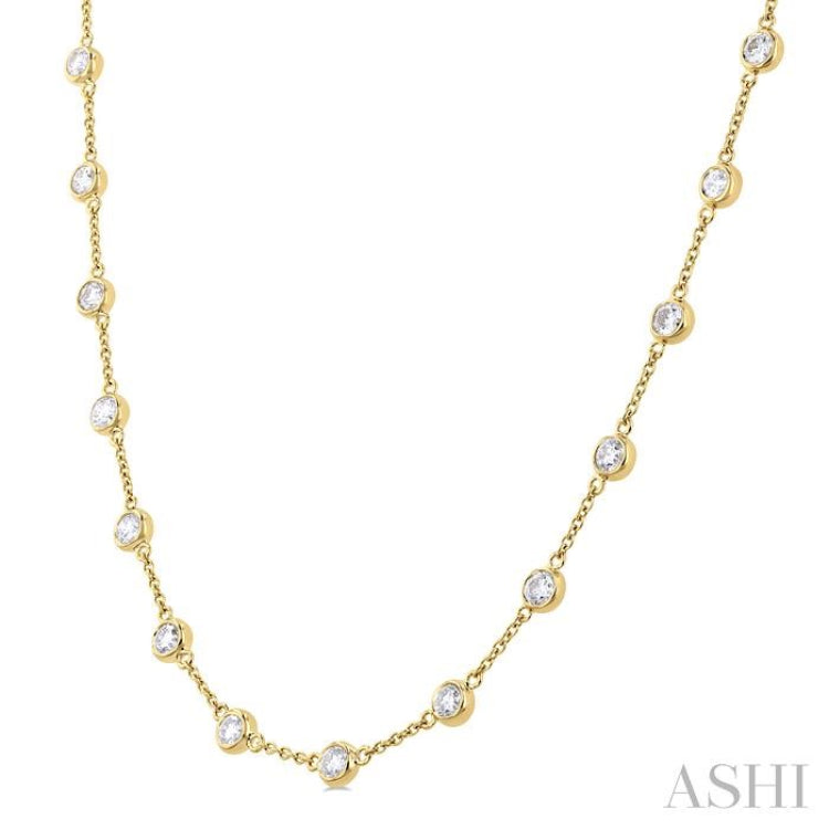 3 Ctw Bezel Set Round Cut Diamond Station Necklace in 14K Yellow Gold 3 Ctw Bezel Set Round Cut Diamond Station Necklace in 14K Yellow Gold