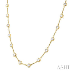 3 Ctw Bezel Set Round Cut Diamond Station Necklace in 14K Yellow Gold 3 Ctw Bezel Set Round Cut Diamond Station Necklace in 14K Yellow Gold