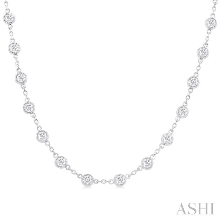 4 Ctw Bezel Set Round Cut Diamond Station Necklace in 14K White Gold 4 Ctw Bezel Set Round Cut Diamond Station Necklace in 14K White Gold
