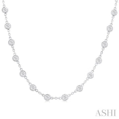 4 Ctw Bezel Set Round Cut Diamond Station Necklace in 14K White Gold 4 Ctw Bezel Set Round Cut Diamond Station Necklace in 14K White Gold