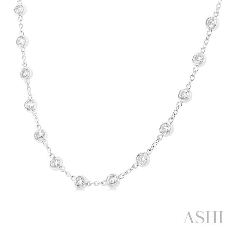 4 Ctw Bezel Set Round Cut Diamond Station Necklace in 14K White Gold 4 Ctw Bezel Set Round Cut Diamond Station Necklace in 14K White Gold