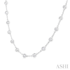 4 Ctw Bezel Set Round Cut Diamond Station Necklace in 14K White Gold 4 Ctw Bezel Set Round Cut Diamond Station Necklace in 14K White Gold