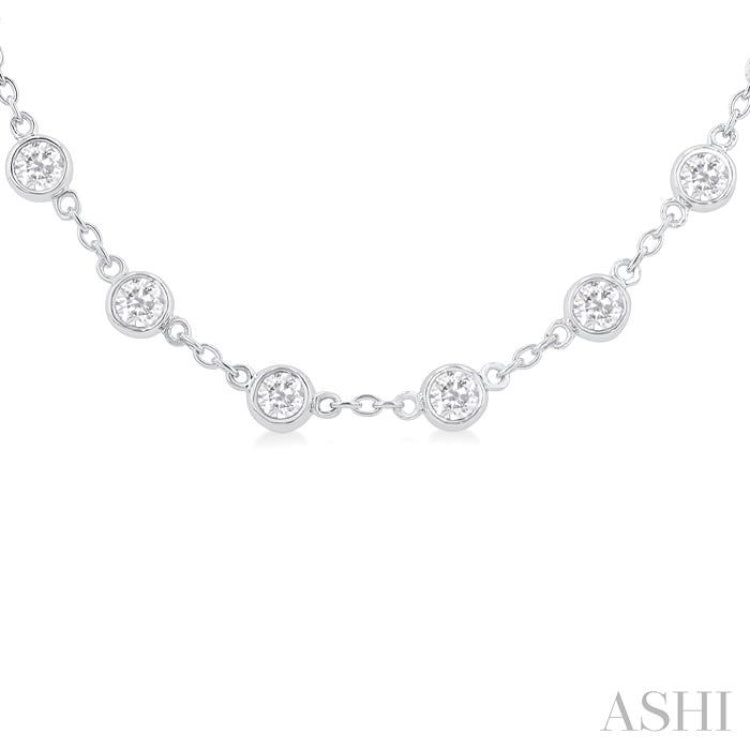 4 Ctw Bezel Set Round Cut Diamond Station Necklace in 14K White Gold 4 Ctw Bezel Set Round Cut Diamond Station Necklace in 14K White Gold