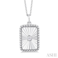 1/20 Ctw Rectangle fluted medallion Round Cut Diamond Pendant With Chain in 10K White Gold 1/20 Ctw Rectangle fluted medallion Round Cut Diamond Pendant With Chain in 10K White Gold