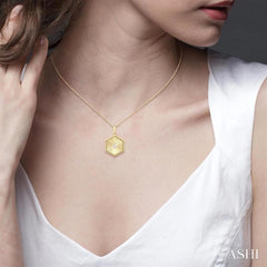 1/20 Ctw Hexagon fluted medallion Round Cut Diamond Pendant With Chain in 10K Yellow Gold 1/20 Ctw Hexagon fluted medallion Round Cut Diamond Pendant With Chain in 10K Yellow Gold