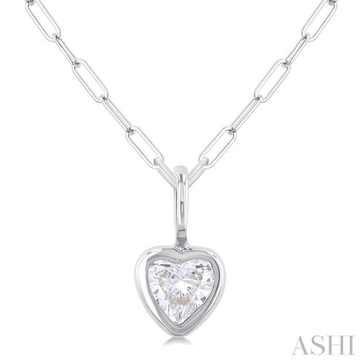 1/5 Ctw Heart Shape Bezel Set Diamond Fashion Pendant With Paperclip Chain in 14K White Gold 1/5 Ctw Heart Shape Bezel Set Diamond Fashion Pendant With Paperclip Chain in 14K White Gold