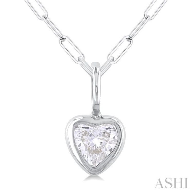 1/5 Ctw Heart Shape Bezel Set Diamond Fashion Pendant With Paperclip Chain in 14K White Gold 1/5 Ctw Heart Shape Bezel Set Diamond Fashion Pendant With Paperclip Chain in 14K White Gold