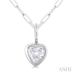 1/5 Ctw Heart Shape Bezel Set Diamond Fashion Pendant With Paperclip Chain in 14K White Gold 1/5 Ctw Heart Shape Bezel Set Diamond Fashion Pendant With Paperclip Chain in 14K White Gold