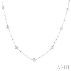 1 Ctw Bezel Set Round Cut Diamond Paperclip Station Necklace in 14K White Gold 1 Ctw Bezel Set Round Cut Diamond Paperclip Station Necklace in 14K White Gold