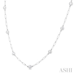 1 Ctw Bezel Set Round Cut Diamond Paperclip Station Necklace in 14K White Gold 1 Ctw Bezel Set Round Cut Diamond Paperclip Station Necklace in 14K White Gold
