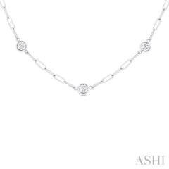 1 Ctw Bezel Set Round Cut Diamond Paperclip Station Necklace in 14K White Gold 1 Ctw Bezel Set Round Cut Diamond Paperclip Station Necklace in 14K White Gold