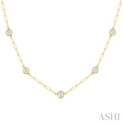 1 1/2 Ctw Bezel Set Round Cut Diamond Paperclip Station Necklace in 14K Yellow Gold 1 1/2 Ctw Bezel Set Round Cut Diamond Paperclip Station Necklace in 14K Yellow Gold