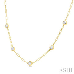 1 1/2 Ctw Bezel Set Round Cut Diamond Paperclip Station Necklace in 14K Yellow Gold 1 1/2 Ctw Bezel Set Round Cut Diamond Paperclip Station Necklace in 14K Yellow Gold