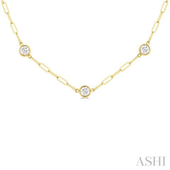 1 1/2 Ctw Bezel Set Round Cut Diamond Paperclip Station Necklace in 14K Yellow Gold 1 1/2 Ctw Bezel Set Round Cut Diamond Paperclip Station Necklace in 14K Yellow Gold