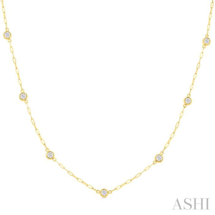 1/2 Ctw Bezel Set Round Cut Diamond Paperclip Station Necklace in 14K Yellow Gold 1/2 Ctw Bezel Set Round Cut Diamond Paperclip Station Necklace in 14K Yellow Gold