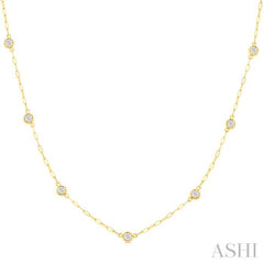 1/2 Ctw Bezel Set Round Cut Diamond Paperclip Station Necklace in 14K Yellow Gold 1/2 Ctw Bezel Set Round Cut Diamond Paperclip Station Necklace in 14K Yellow Gold