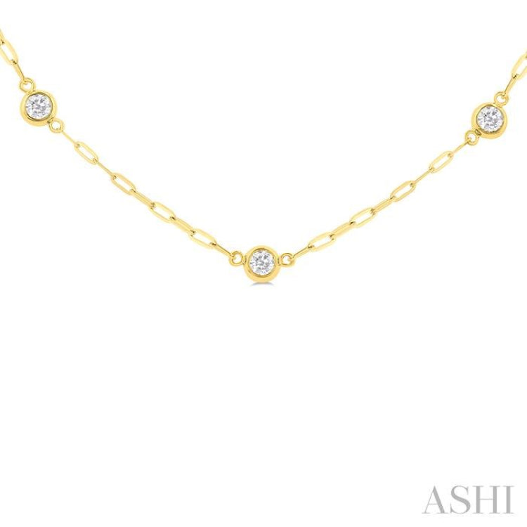 1/2 Ctw Bezel Set Round Cut Diamond Paperclip Station Necklace in 14K Yellow Gold 1/2 Ctw Bezel Set Round Cut Diamond Paperclip Station Necklace in 14K Yellow Gold