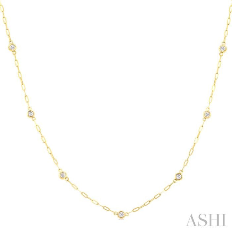 1/4 Ctw Bezel Set Round Cut Diamond Paperclip Station Necklace in 14K Yellow Gold 1/4 Ctw Bezel Set Round Cut Diamond Paperclip Station Necklace in 14K Yellow Gold