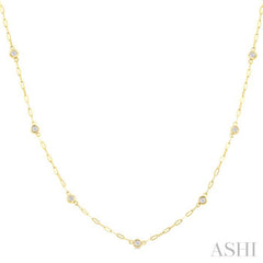 1/4 Ctw Bezel Set Round Cut Diamond Paperclip Station Necklace in 14K Yellow Gold 1/4 Ctw Bezel Set Round Cut Diamond Paperclip Station Necklace in 14K Yellow Gold