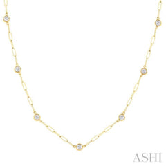 3/4 Ctw Bezel Set Round Cut Diamond Paperclip Station Necklace in 14K Yellow Gold 3/4 Ctw Bezel Set Round Cut Diamond Paperclip Station Necklace in 14K Yellow Gold