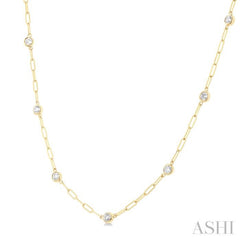 3/4 Ctw Bezel Set Round Cut Diamond Paperclip Station Necklace in 14K Yellow Gold 3/4 Ctw Bezel Set Round Cut Diamond Paperclip Station Necklace in 14K Yellow Gold