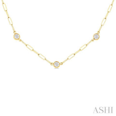 3/4 Ctw Bezel Set Round Cut Diamond Paperclip Station Necklace in 14K Yellow Gold 3/4 Ctw Bezel Set Round Cut Diamond Paperclip Station Necklace in 14K Yellow Gold