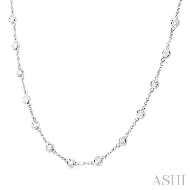 2 Ctw Bezel Set Round Cut Diamond Station Necklace in 14K White Gold 2 Ctw Bezel Set Round Cut Diamond Station Necklace in 14K White Gold
