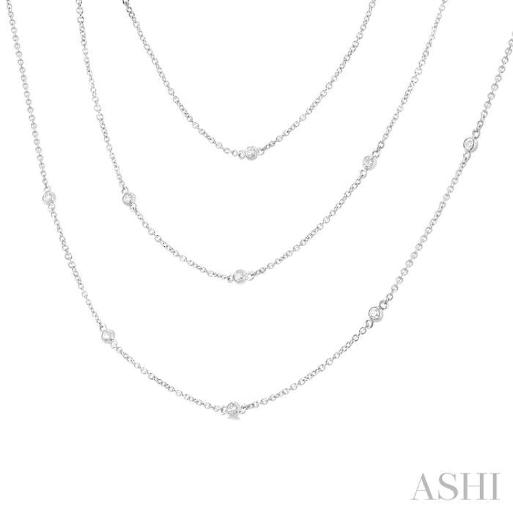 1 Ctw Bezel Set Round Cut Diamond 60-Inch Long Station Necklace in 14K White Gold 1 Ctw Bezel Set Round Cut Diamond 60-Inch Long Station Necklace in 14K White Gold