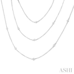 1 Ctw Bezel Set Round Cut Diamond 60-Inch Long Station Necklace in 14K White Gold 1 Ctw Bezel Set Round Cut Diamond 60-Inch Long Station Necklace in 14K White Gold