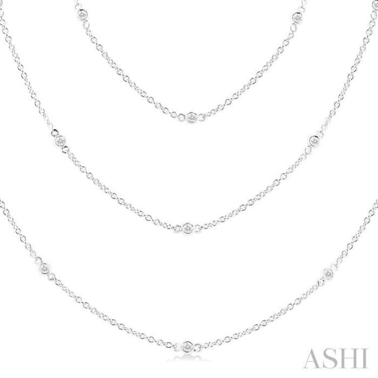 1 Ctw Bezel Set Round Cut Diamond 60-Inch Long Station Necklace in 14K White Gold 1 Ctw Bezel Set Round Cut Diamond 60-Inch Long Station Necklace in 14K White Gold