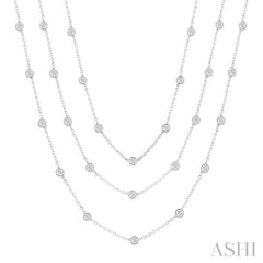 10 Ctw Bezel Set Round Cut Diamond 60-Inch Long Station Necklace in 14K White Gold 10 Ctw Bezel Set Round Cut Diamond 60-Inch Long Station Necklace in 14K White Gold