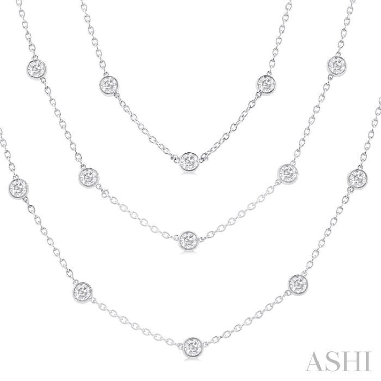 10 Ctw Bezel Set Round Cut Diamond 60-Inch Long Station Necklace in 14K White Gold 10 Ctw Bezel Set Round Cut Diamond 60-Inch Long Station Necklace in 14K White Gold