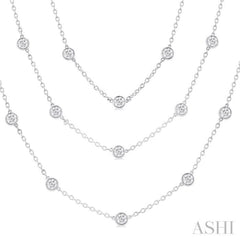 10 Ctw Bezel Set Round Cut Diamond 60-Inch Long Station Necklace in 14K White Gold 10 Ctw Bezel Set Round Cut Diamond 60-Inch Long Station Necklace in 14K White Gold