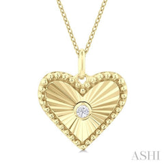 1/20 Ctw Heart fluted medallion Round Cut Diamond Pendant With Chain in 14K Yellow Gold 1/20 Ctw Heart fluted medallion Round Cut Diamond Pendant With Chain in 14K Yellow Gold