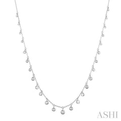 5/8 Ctw Bezel Set Round Cut Diamond Station Necklace in 14K White Gold 5/8 Ctw Bezel Set Round Cut Diamond Station Necklace in 14K White Gold