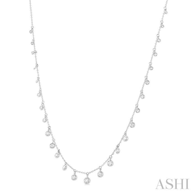 5/8 Ctw Bezel Set Round Cut Diamond Station Necklace in 14K White Gold 5/8 Ctw Bezel Set Round Cut Diamond Station Necklace in 14K White Gold