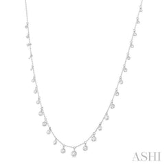 5/8 Ctw Bezel Set Round Cut Diamond Station Necklace in 14K White Gold 5/8 Ctw Bezel Set Round Cut Diamond Station Necklace in 14K White Gold
