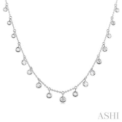 5/8 Ctw Bezel Set Round Cut Diamond Station Necklace in 14K White Gold 5/8 Ctw Bezel Set Round Cut Diamond Station Necklace in 14K White Gold