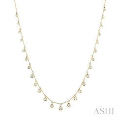 5/8 Ctw Bezel Set Round Cut Diamond Station Necklace in 14K Yellow Gold 5/8 Ctw Bezel Set Round Cut Diamond Station Necklace in 14K Yellow Gold