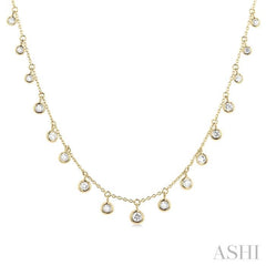 5/8 Ctw Bezel Set Round Cut Diamond Station Necklace in 14K Yellow Gold 5/8 Ctw Bezel Set Round Cut Diamond Station Necklace in 14K Yellow Gold