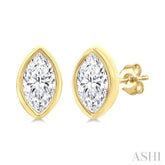 1/5 Ctw Petite Bezel Set Marquise Cut Diamond Fashion Stud Earrings in 10K Yellow Gold