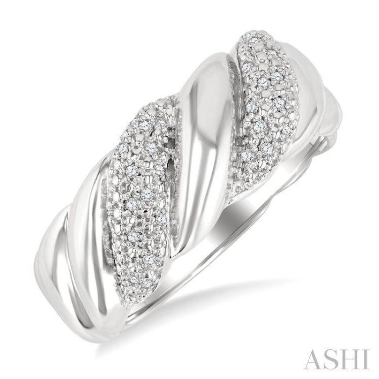 1/10 Ctw Bold Ribbed Swirl Single Cut Diamond Bold Fashion Band in Sterling Silver 1/10 Ctw Bold Ribbed Swirl Single Cut Diamond Bold Fashion Band in Sterling Silver