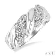 1/10 Ctw Bold Ribbed Swirl Single Cut Diamond Bold Fashion Band in Sterling Silver 1/10 Ctw Bold Ribbed Swirl Single Cut Diamond Bold Fashion Band in Sterling Silver