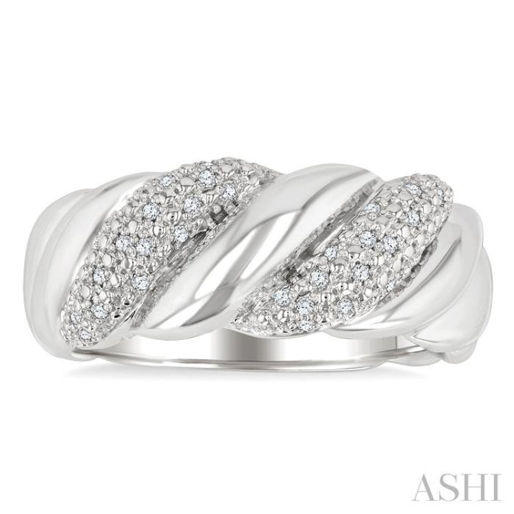 1/10 Ctw Bold Ribbed Swirl Single Cut Diamond Bold Fashion Band in Sterling Silver 1/10 Ctw Bold Ribbed Swirl Single Cut Diamond Bold Fashion Band in Sterling Silver