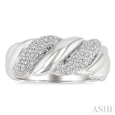 1/10 Ctw Bold Ribbed Swirl Single Cut Diamond Bold Fashion Band in Sterling Silver