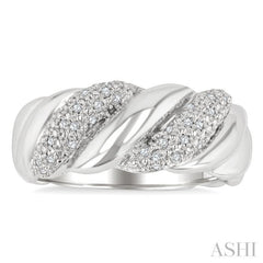 1/10 Ctw Bold Ribbed Swirl Single Cut Diamond Bold Fashion Band in Sterling Silver 1/10 Ctw Bold Ribbed Swirl Single Cut Diamond Bold Fashion Band in Sterling Silver