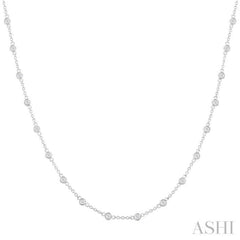 1 Ctw Bezel Set Round Cut Diamond Station Necklace in 14K White Gold 1 Ctw Bezel Set Round Cut Diamond Station Necklace in 14K White Gold
