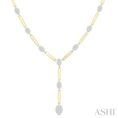 1 3/4 Ctw Lovebright Oval Shape Round Cut Diamond Paperclip Fashion Necklace in 14K Yellow and White Gold 1 3/4 Ctw Lovebright Oval Shape Round Cut Diamond Paperclip Fashion Necklace in 14K Yellow and White Gold